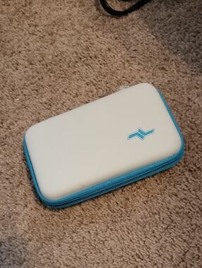 White & Blue Protective Case - Compact Travel Pouch